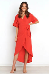Bold Move Wrap Midi Dress - Red InsStreet